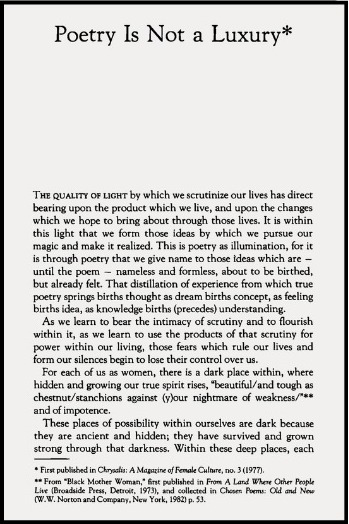 Poetry Is Not a Luxury cover