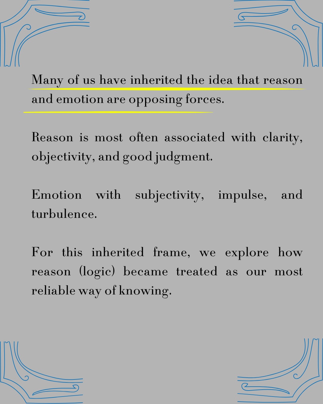 Reason vs. Emotion, sheet 2